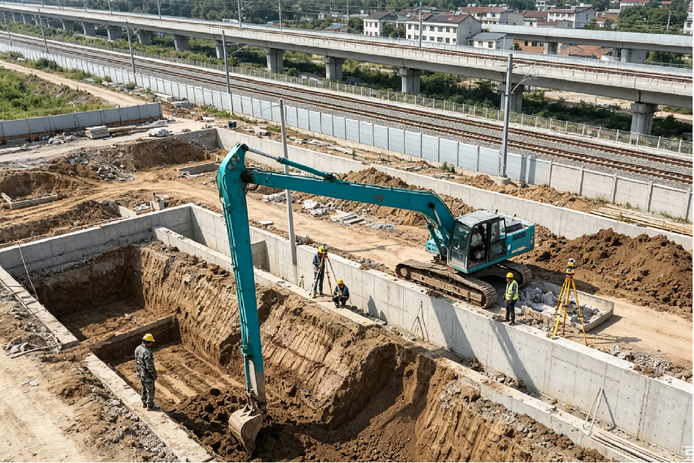铁路四电工程开工！挖掘机加长臂护航高铁基建攻坚