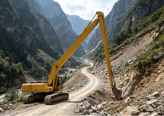 挖掘机加长臂深山峡谷开路.png