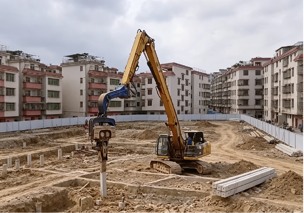 城乡住房建设提速！挖掘机打桩臂到底有多给力？